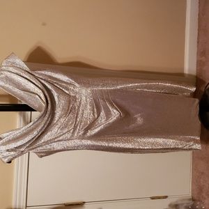 Sexy and very fitting Tahari champagne dress with a little sparkle